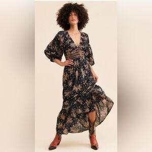 Free People Cream Maxi Sundress with Plunge Neckline